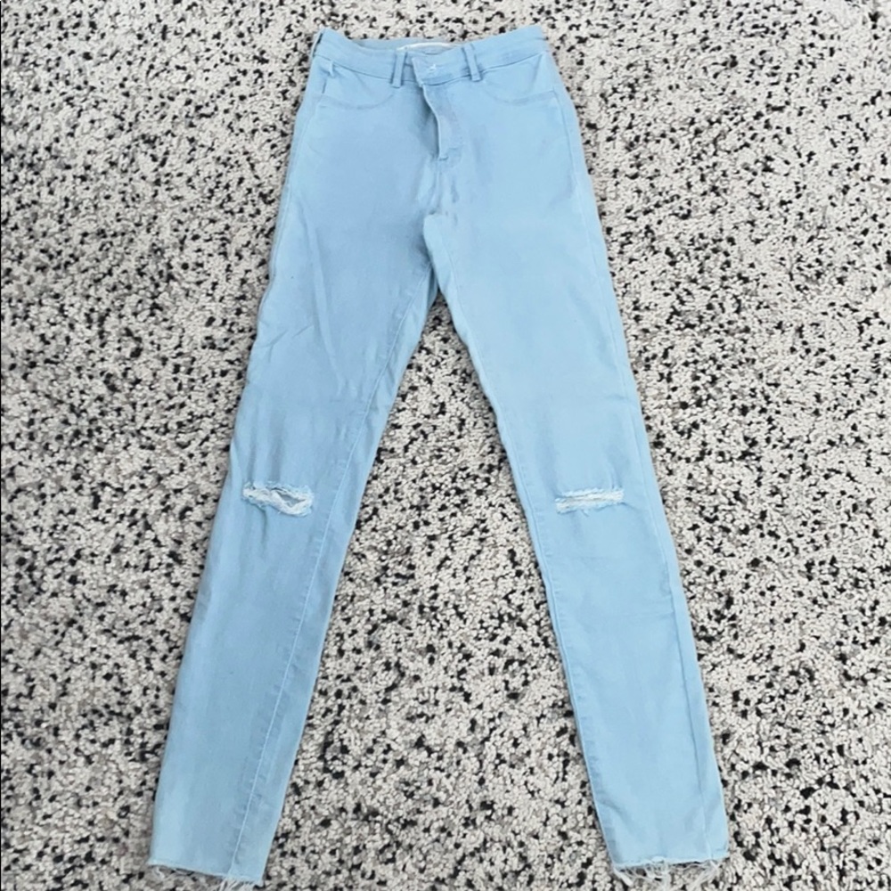 Zara Light Blue Ripped Knee Jeggings